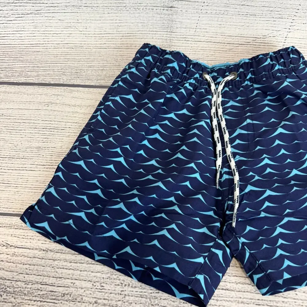 Snapper Rock Boy's Navy Blue Wave Printed Swim Trunks Size 4